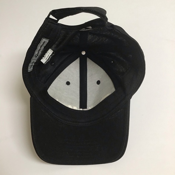 TaylorMade Golf Hat White Black M1 TP5 Hook Loop Strap Back Tour Cap Embroidery - Picture 3 of 11